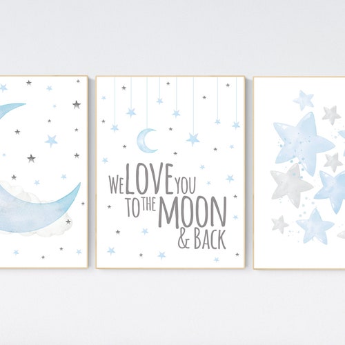 Nursery Decor Boy Baby Blue Nursery Wall Art Boy Nursery Etsy