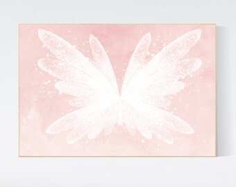 Blush Pink Butterfly Nursery Art Print: Girls Room Decor