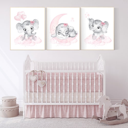 Baby Room Wall Art To The Moon & Back - Nursery Print Pink Kids Bedroom 