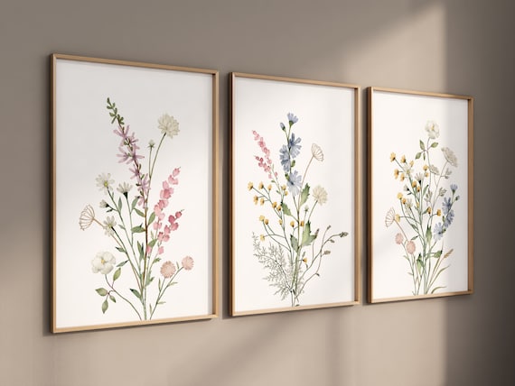 Boho Wildflower Wall Art, Neutral Nursery Wall Art, Soft Floral Nursery Print, Boho Baby Room Wall Art, Wildflower Kids Room Decor