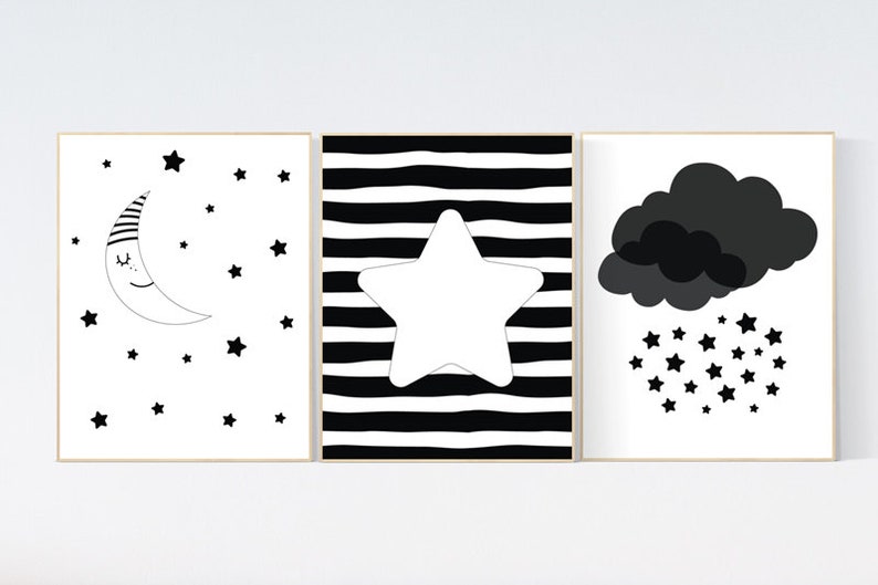 Nursery Wall Art Black and White Black and White Nursery Etsy
