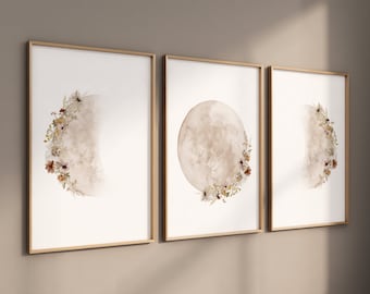 Floral Moon Phases Print: Botanical Nursery Wall Art