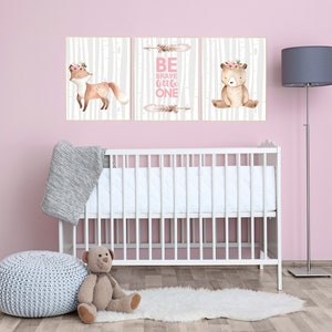 Nursery decor girl woodland animals, Nursery decor woodland, boho, animal nursery, nursery wall art woodland animals, girl nursery bear, fox