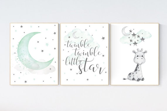 Giraffe nursery decor, Nursery decor girl giraffe, mint nursery decor, gender neutral, nursery wall art quotes, neutral nursery prints