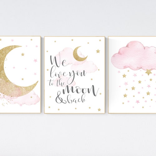 Nursery Wall Art Girl Pink and Gold Nursery We Love You to Etsy