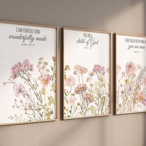 Boho Nursery wall art, Wildflower Nursery Decor, Floral Nursery, Girl Nursery Decor, vintage flower nursery, bible verse, christian wall art