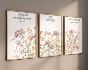 Wildflower Nursery Print: Boho Floral Decor, Bible Verse Art