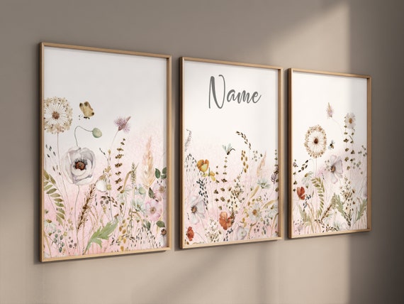 Boho Nursery wall art, Wildflower Nursery Decor, Floral Nursery, Girl Nursery Decor, vintage flower nursery, Botanical Print, home decor