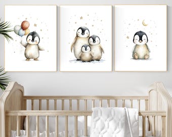 Kunstprints pinguïn kinderkamer - genderneutrale decoratie babykamer
