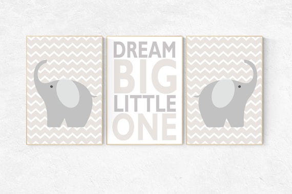 Dream Big Little One, gender neutral nursery, beige and cream, hot air balloon Nursery, Nursery Decor, Gray Beige gender neutral baby shower