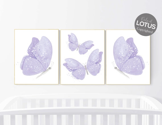 Purple nursery decor, butterfly print, nursery decor girl butterfly, lilac nursery decor, girl nursery prints, lavender nursery wall art