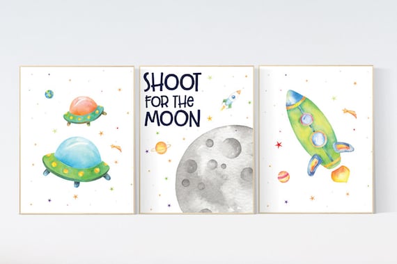 Space wall art nursery, Nursery decor boy space, Space wall art, animal prints, gender neutral, space nursery theme, outer space nursery art