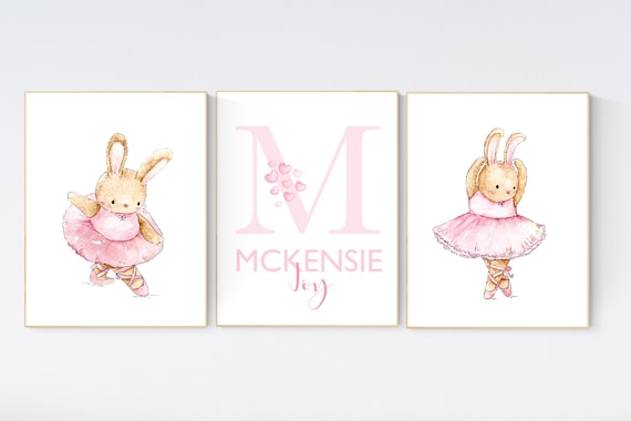 Nursery wall art bunny, pink nursery decor, Nursery decor girl flower bunny, bunny print nursery girl, rabbit nursery, rabbit print nursery