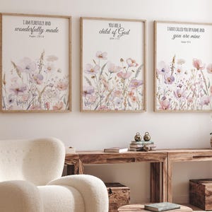 Wildflower Nursery Print: Boho Floral, Bible Verse Wall Art