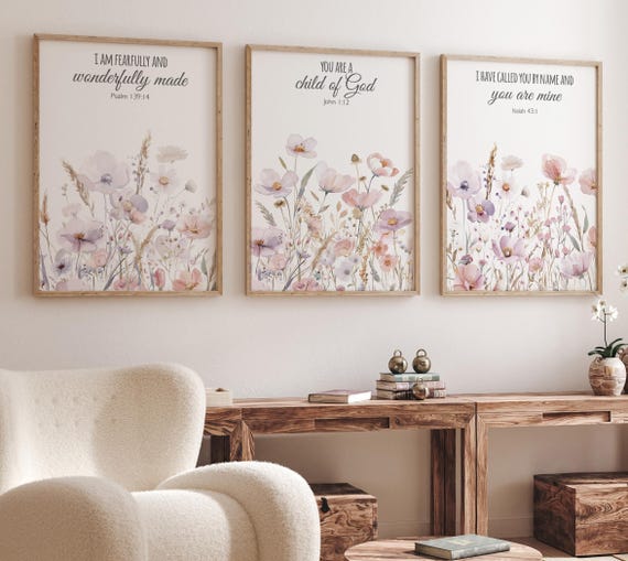 Boho Nursery wall art, Wildflower Nursery Decor, Floral Nursery, Girl Nursery Decor, vintage flower nursery, bible verse, christian wall art