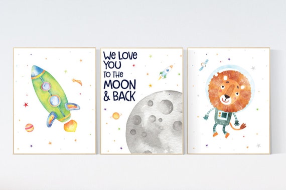 Space wall art nursery, Nursery decor boy space, Space wall art, animal prints, gender neutral, space nursery theme, outer space nursery art