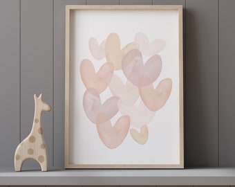 Blush Pink Heart Print: Girl Nursery Decor
