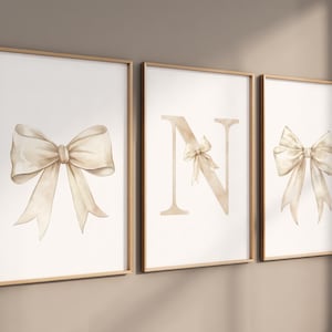 Bow print wall art, Beige Bow Print, Bow nursery print, Bow nursery wall art, bow nursery art, bow nursery decor, cream bow print, teen room