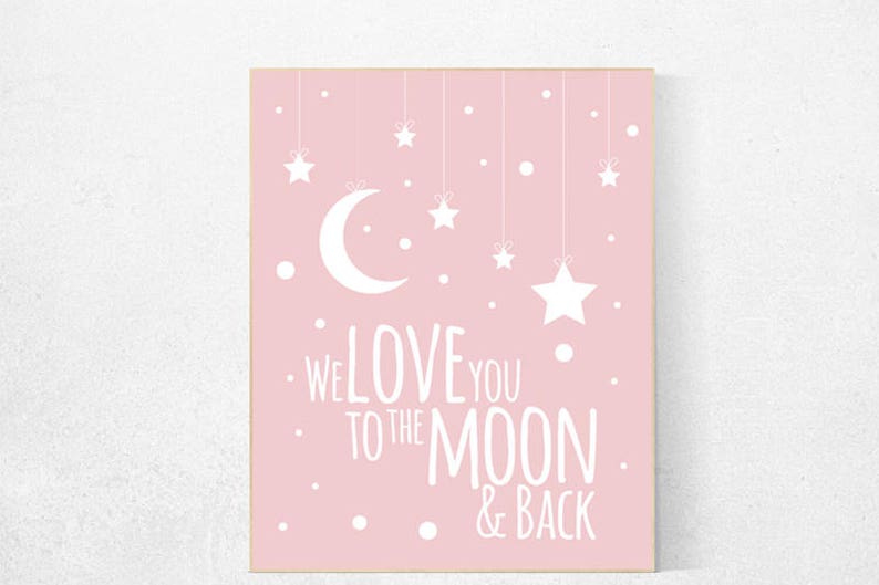 We Love You To The Moon And Back Pink Nursery Decor Moon Etsy