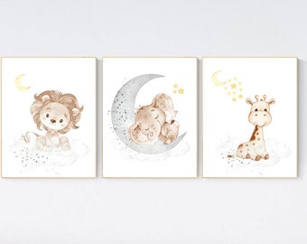 Neutral Nursery Decor: Animal Prints, Elephant, Lion, Bear