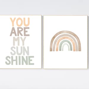 Nursery decor rainbow, neutral Rainbow Wall Art, rainbow Print Set, Cloud Rainbow Sun, Rainbow Wall Art, gender neutral, Watercolor Rainbow