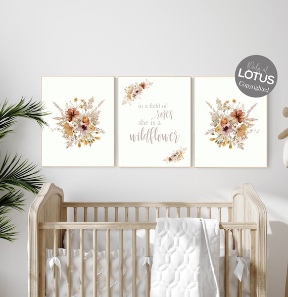 Boho Nursery, Wildflower Nursery Decor, Floral Nursery, Girl Nursery Decor, flower nursery, vintage flower nursery print, Botanical Print