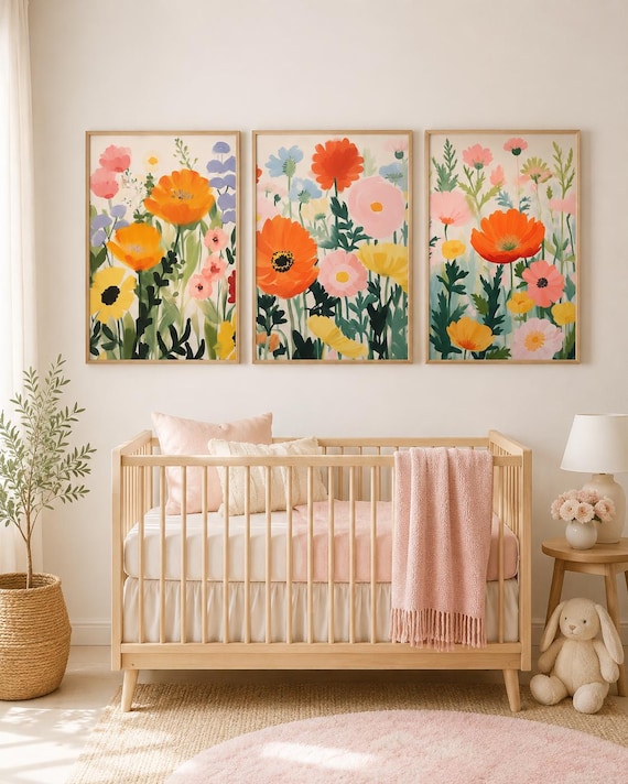 Watercolor Wildflower Nursery Print: Boho Floral Wall Art