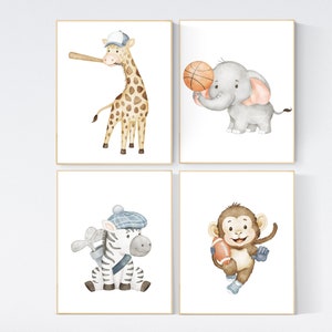 Sports nursery decor, Baby Animals Sport, Baby boy sports nursery, Safari nursery, baseball, football, golf, basketball, sports animals