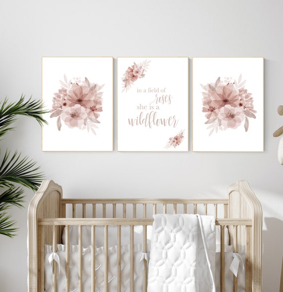 Nursery decor girl floral, nursery decor girl flowers, blush pink, nursery decor girl boho, floral nursery prints, nursery decor girl name