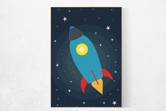 Space nursery decor, rocket, outer space nursery wall art, nursery set, kids room decor, nursery prints, baby boy, space themed nursery