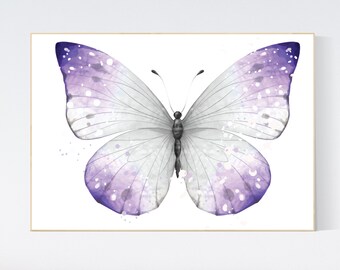 Lila Schmetterling Kinderzimmer Print: Lavendel Lila Wandbild