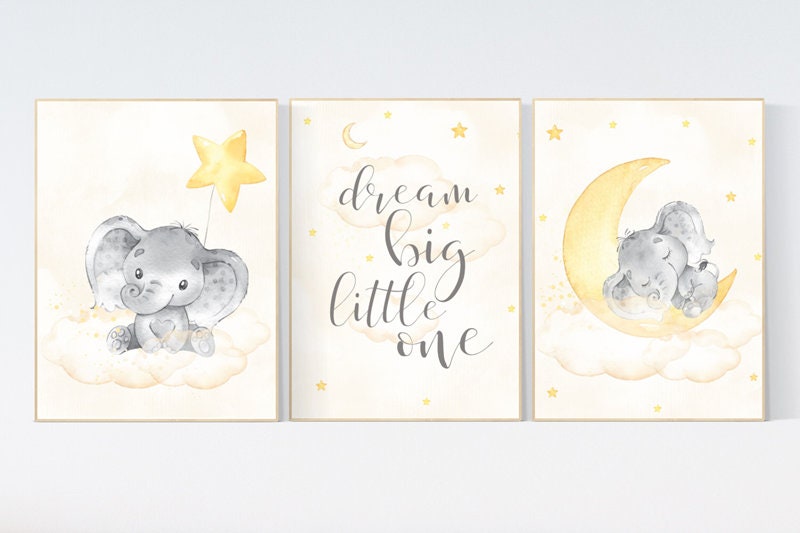 Yellow Nursery Wall Art Elephant Moon And Stars Gender Neutral Gray Baby Room Decor - Yellow And Gray Nursery Wall Art Yellow Nursery Wall Art Elephant Moon And Stars Gender Neutral Gray Baby Room Decor - Yellow And Gray Nursery Wall Art