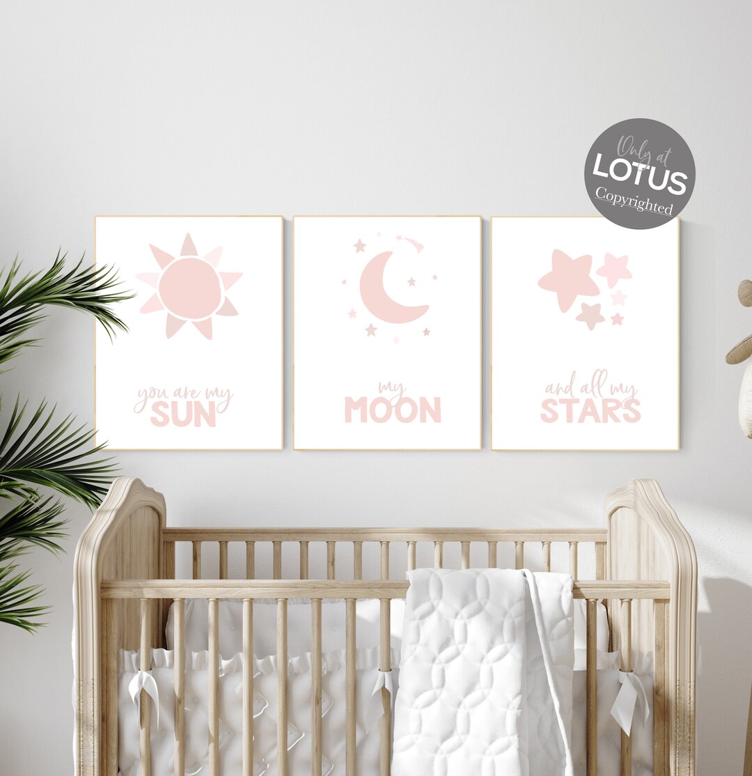 Girl Nursery Decor Moon Nursery Wall Art Blush Pink Nursery Etsy