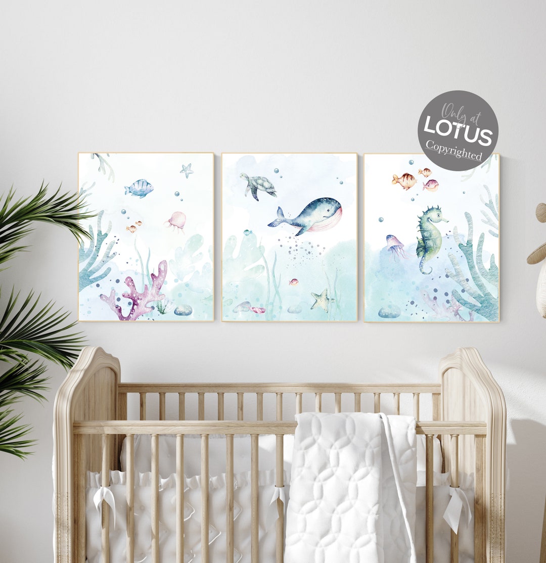 Under the Sea Wall Art, Ocean Nursery Decor, Nautical Nursery Print Set ...