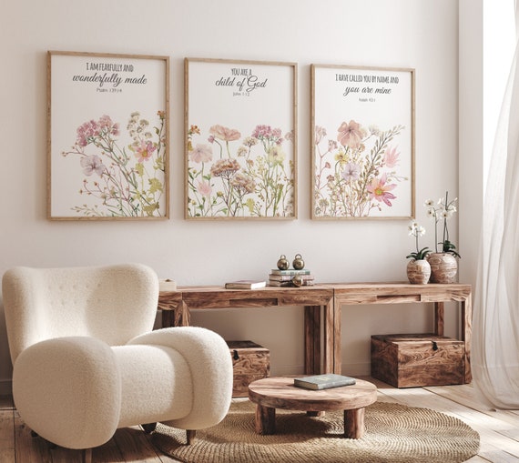 Boho Nursery wall art, Wildflower Nursery Decor, Floral Nursery, Girl Nursery Decor, vintage flower nursery, bible verse, christian wall art