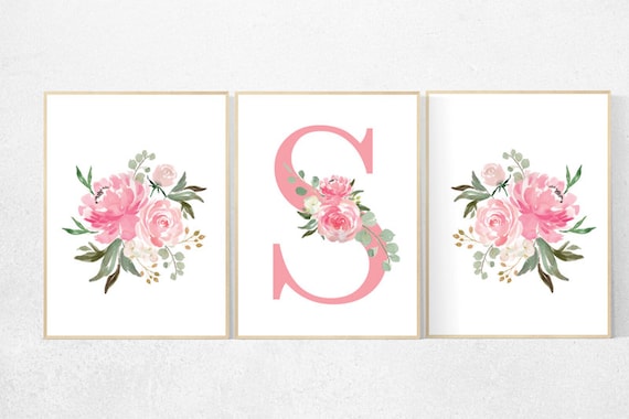 Nursery decor girl pink roses, nursery decor letters, nursery decor flower, nursery decor girl floral, flower nursery name nursery wall girl