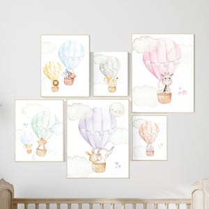 Nursery decor animals, hot air balloon, gender neutral, nursery decor, animal nursery, neutral nursery, animal nursery, nursery wall art