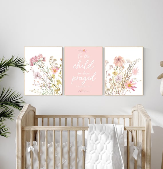 Wildflower print nursery, nursery decor girl wildflower, nursery wall art girl, boho nursery, flower nursery, quote nursery, Girl bedroom