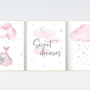 Träume süss, Kinderzimmer Dekor Elefant rosa, rosa grau, Kinderzimmer Dekor Elefant, rosa, grau, Kinderzimmer Dekor, Kinderzimmer Dekor rosa, rosa, rosaner Druck