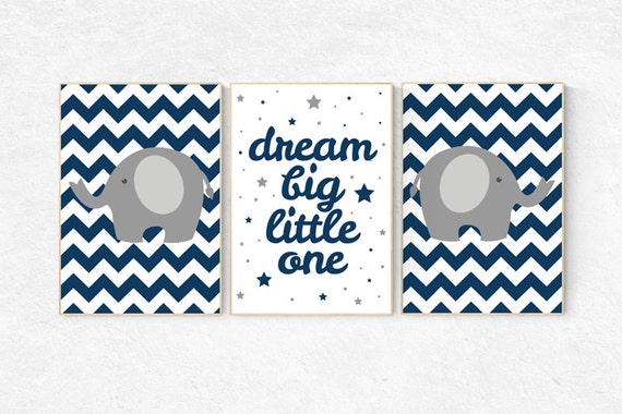 Navy nursery decor, dream Big little one, navy nursery, boys room decor, nursery decor boy, boys room wall art, baby boy nursery wall decor