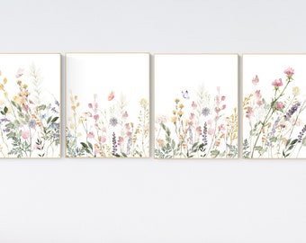 Boho Nursery wall art, Wildflower Nursery Decor, Floral Nursery, Girl Nursery Decor, vintage flower nursery, Botanical Print, home decor