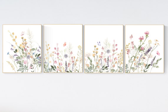 Boho Nursery wall art, Wildflower Nursery Decor, Floral Nursery, Girl Nursery Decor, vintage flower nursery, Botanical Print, home decor