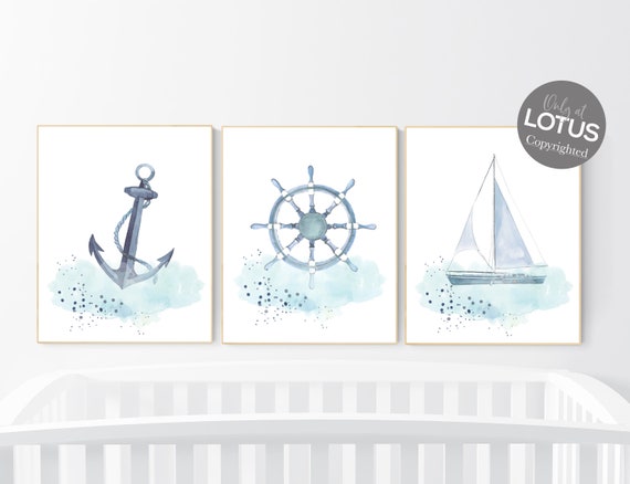 Nursery decor boy under the water, nursery decor boy nautical, sea theme nursery decor, nautical wall decor nursery set, boys room wall art