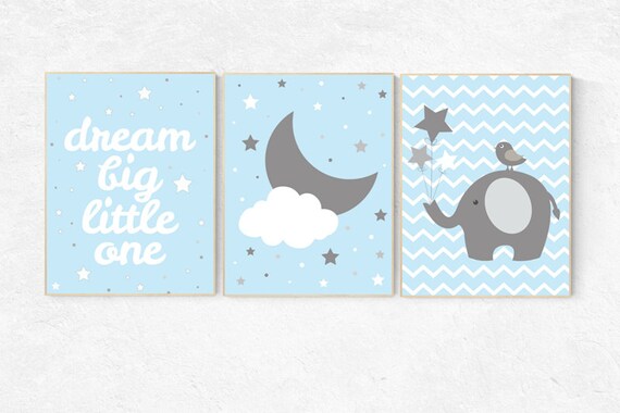 Dream Big little one,  Blue Nursery Decor, Boy Nursery Decor, Nursery Print, Baby Boy, Playroom decor, Baby Boy Wall Art, Toddler Boy decor