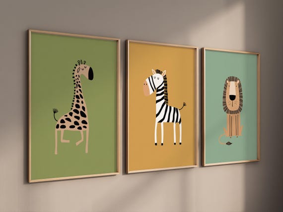 Safari Nursery Wall Prints, Boho Nursery Prints, jungle animals, earth colors, Nursery Art, animal Nursery Decor, animal prints