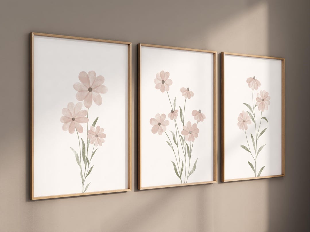Boho Wildflower Nursery Print: Blush Pink Floral Art - Etsy