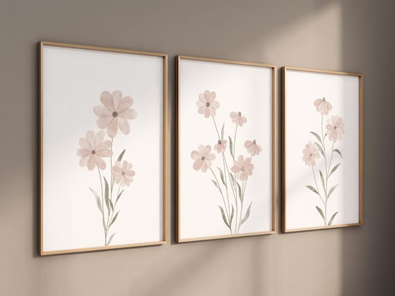 Boho Wildflower Nursery Print: Blush Pink Floral Art