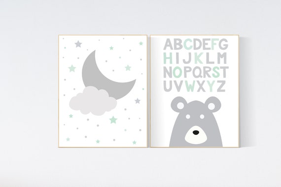 Nursery decor neutral, mint grey nursery Nursery decor mint, mint green nursery decor, gender neutral nursery decor, baby room decor