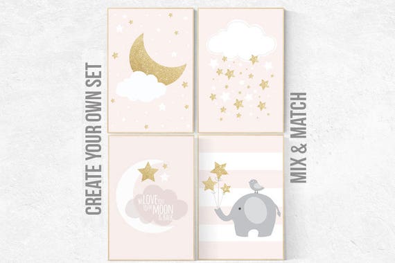 pink gold nursery decor, dream big little one, pink and gold nursery, stars, Nursery decor girl gold, cloud nursery, girls room decor