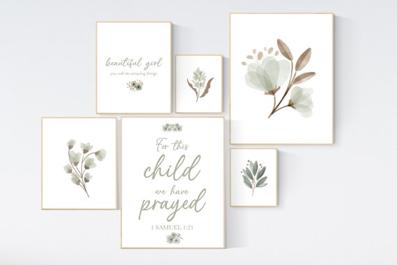 Nursery decor boho, nursery decor girl boho, sage green nursery, verse nursery, bible verse, sage nursery, Neutral colors, boho prints